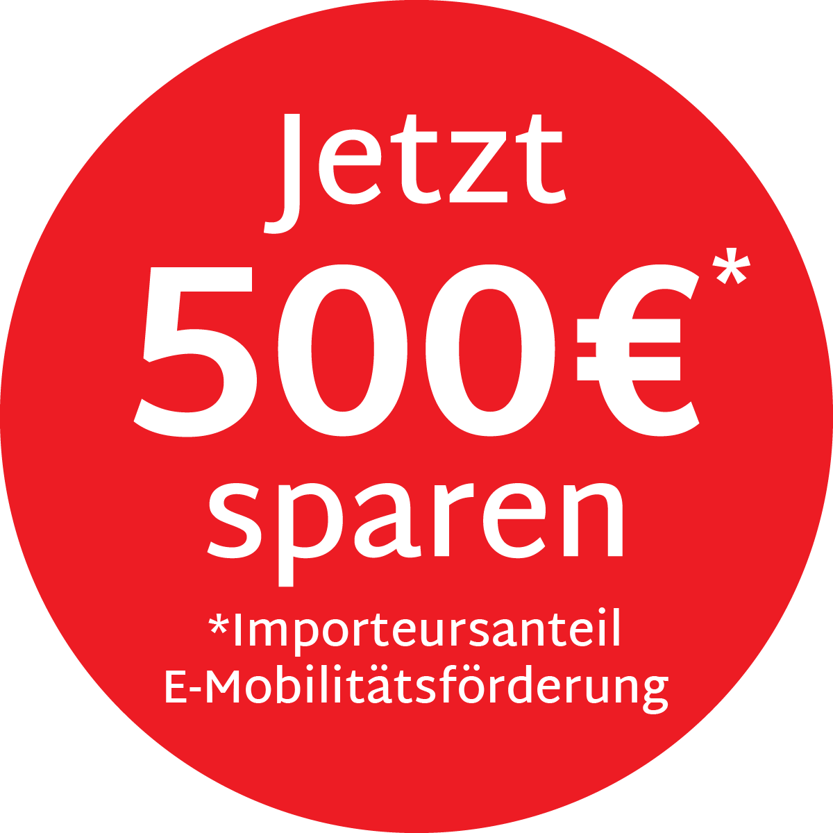 Jetzt 500€ sparen (Importeursanteil E-Mobilitätsförderung)