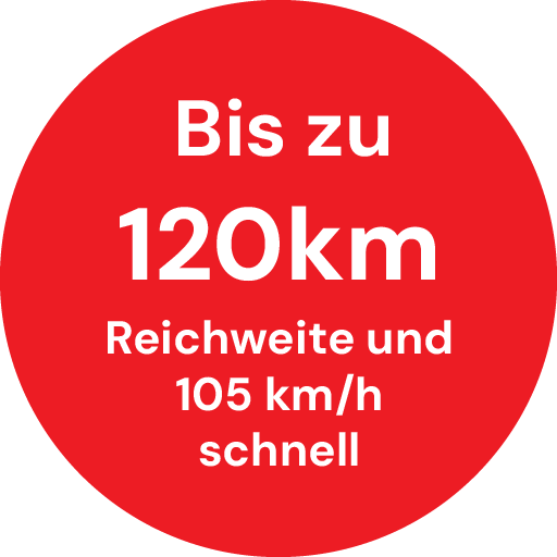 Bis zu 120km Reichweite und 105 km/h schnell